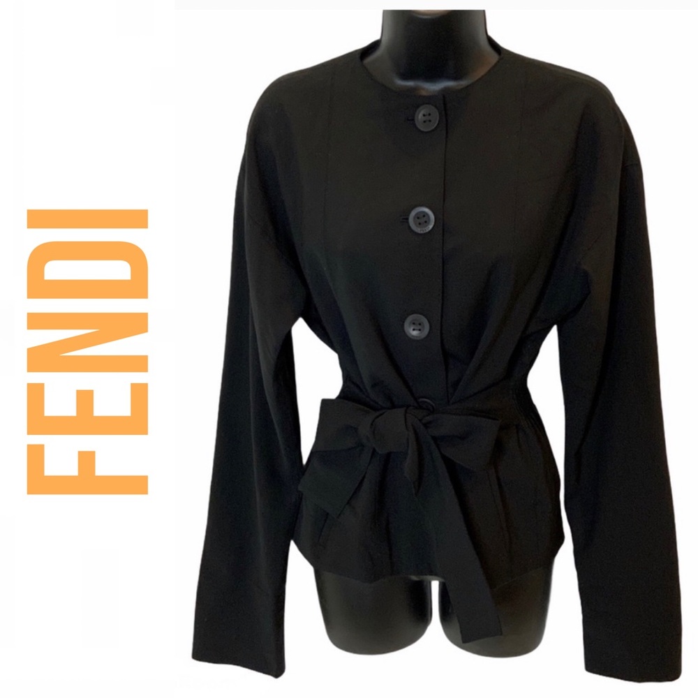 AUTHENTIC Fendi Belted Button Down Jacket Size 38